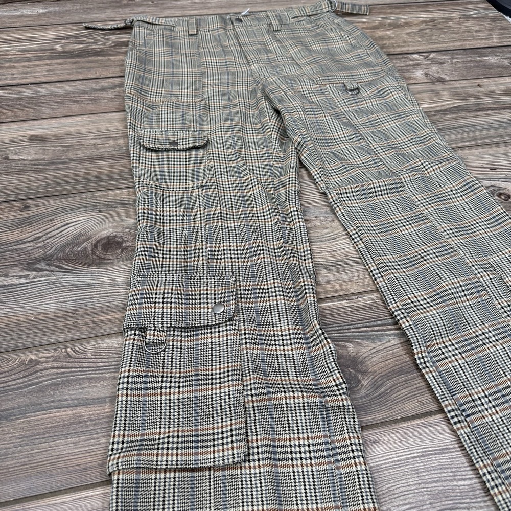 Urban Outfitters Women's Plaid Wide Leg Cargo Pants Brown Y2K‎ Size 6 NWOT - Picture 4 of 8